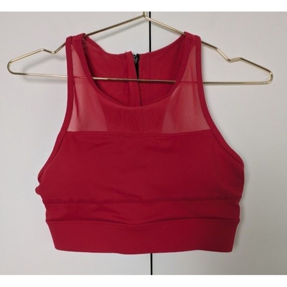 Zyia Active Sports Bra Red S Women Mesh Back Zip One More Rep Gym Yoga